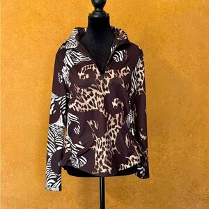Chico's Black and Brown Animal Print Pullover